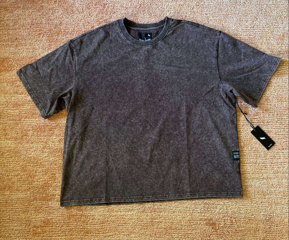 Stone Falcon Acid Wash Oversized T Shirt XL Charcoal Gray Cotton NWT
